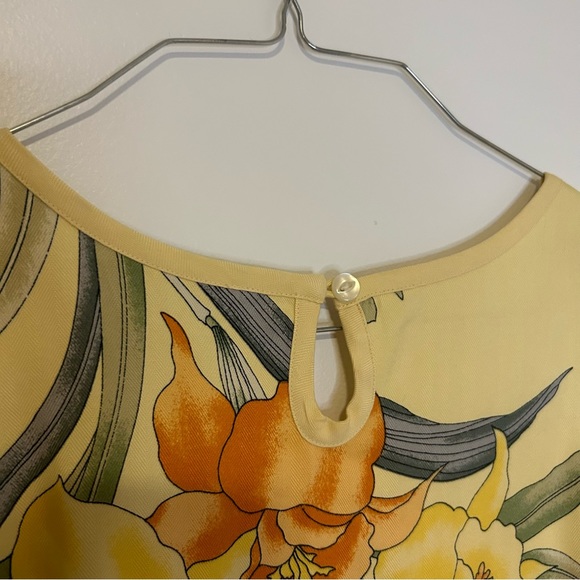 VINTAGE Tommy Bahama Yellow Silk Hawaiian Floral Dress Size XS - Picture 5 of 6